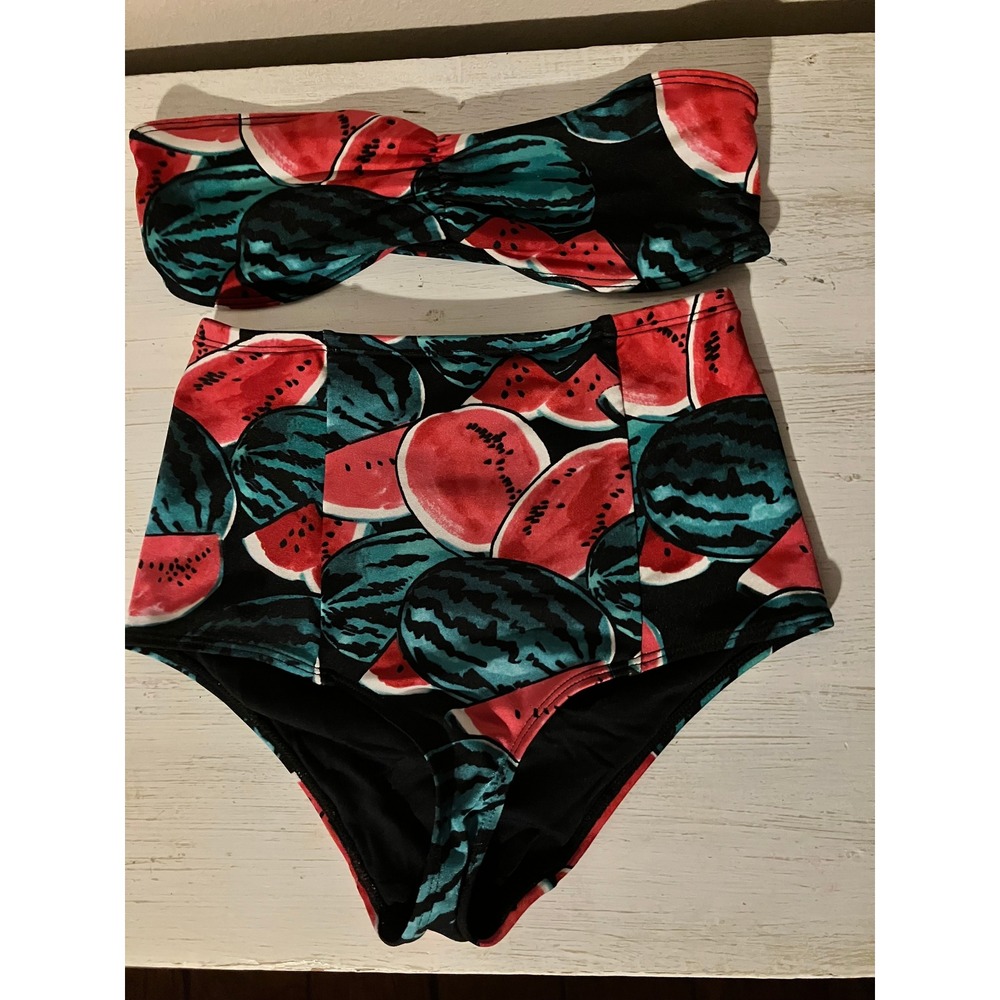 Swim American Apparel Swimsuit 2 Piece Size Small USA Watermelons